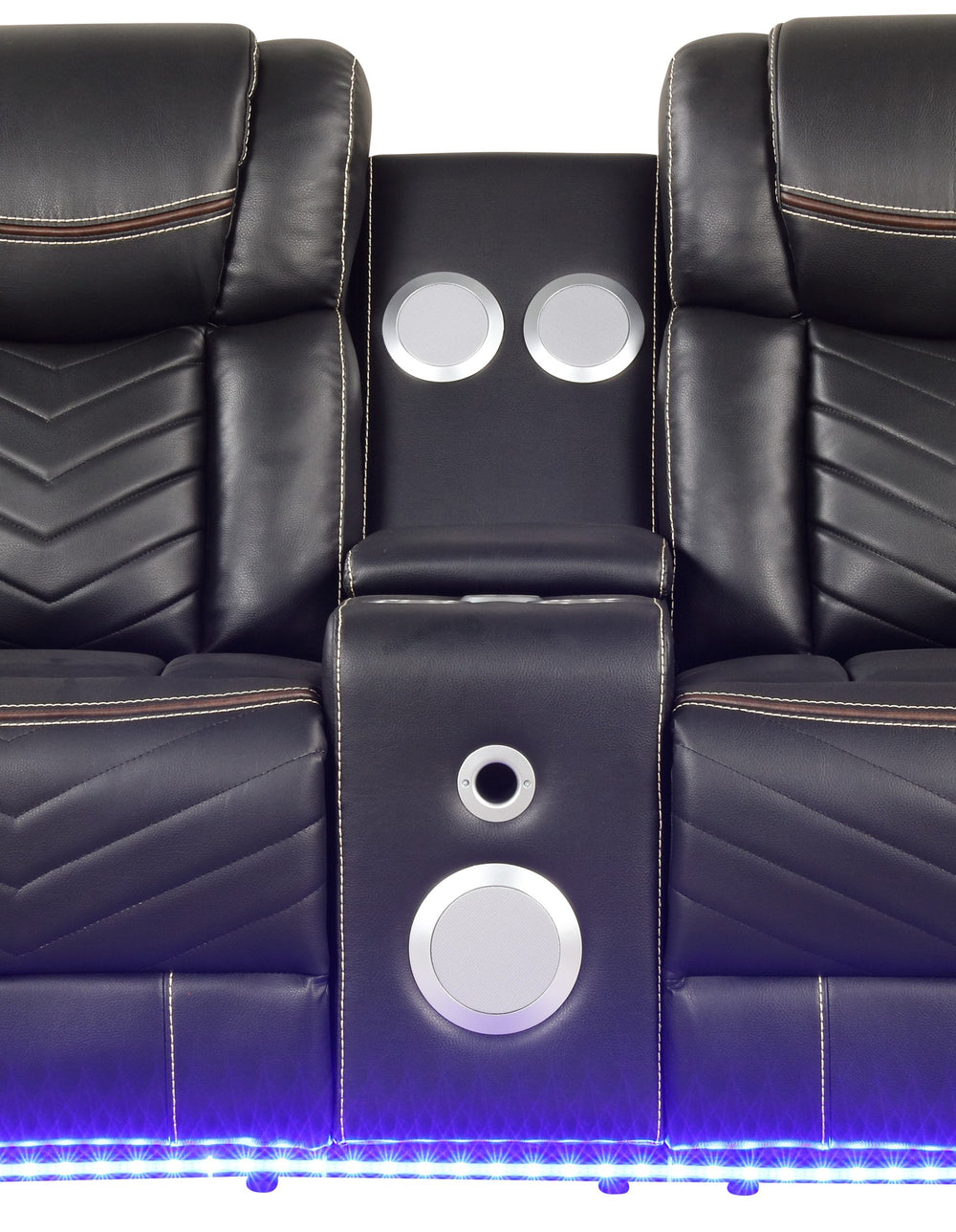 English Elm Challenger Power Recliner with LED Base, USB Ports & Faux Leather Upholstery for Modern Comfort Gray G150109154