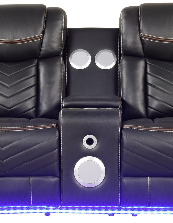 English Elm Challenger Power Recliner with LED Base, USB Ports & Faux Leather Upholstery for Modern Comfort Gray G150109154