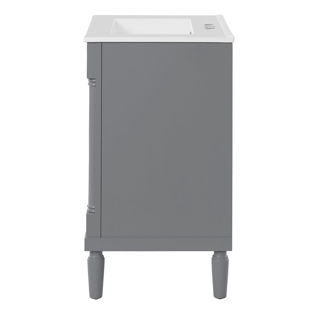 English Elm 24'' Modern Bathroom Vanity with Ceramic Basin, Solid Wood Frame, Soft-Close Doors, Ample Storage Grey N710P190503E