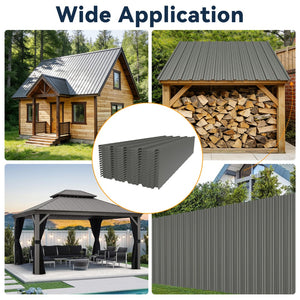 English Elm 10 Galvanized Steel Corrugated Roof Panels Weatherproof Pergola Shed Patio Cover W3213P431200