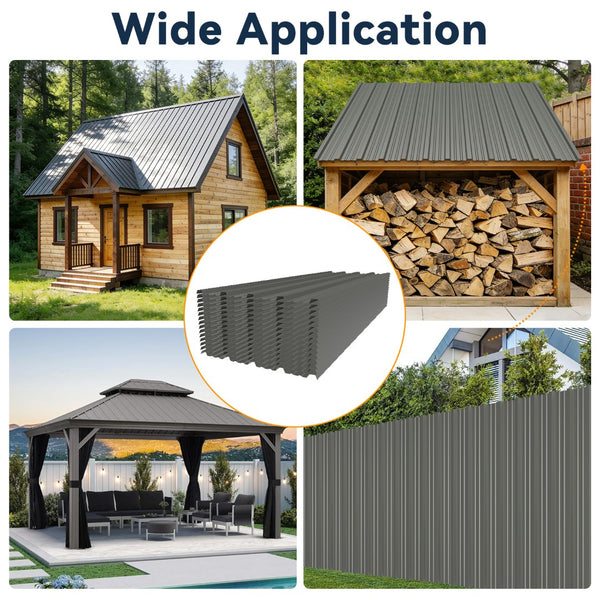English Elm 10 Galvanized Steel Corrugated Roof Panels Weatherproof Pergola Shed Patio Cover W3213P431200