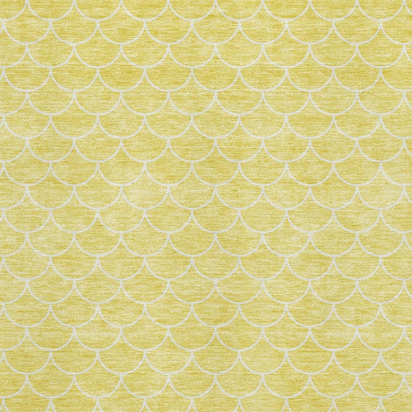 HomeRoots 5' X 8' Stylish Yellow and Ivory Geometric Washable Area Rug with UV Protection for Everyday Use 674205