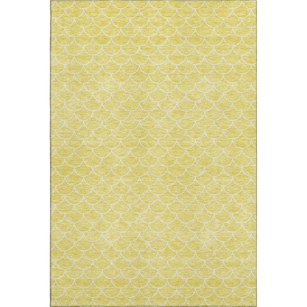 HomeRoots 9' X 12' Stylish Yellow & Ivory Geometric Washable Area Rug with UV Protection for Family Homes 674208