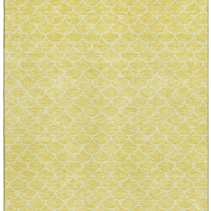 HomeRoots 9' X 12' Stylish Yellow & Ivory Geometric Washable Area Rug with UV Protection for Family Homes 674208