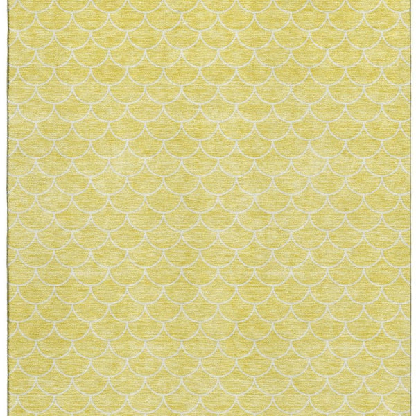 HomeRoots 9' X 12' Stylish Yellow & Ivory Geometric Washable Area Rug with UV Protection for Family Homes 674208