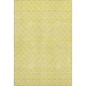 HomeRoots 10' X 14' Yellow & Ivory Geometric Area Rug - Washable, UV Protected, Stain-Resistant for Modern Spaces 674209