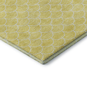 HomeRoots 10' X 14' Yellow & Ivory Geometric Area Rug - Washable, UV Protected, Stain-Resistant for Modern Spaces 674209