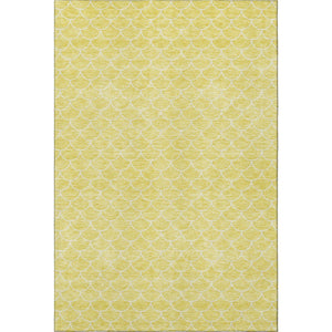 HomeRoots 10' X 14' Yellow & Ivory Geometric Area Rug - Washable, UV Protected, Stain-Resistant for Modern Spaces 674209