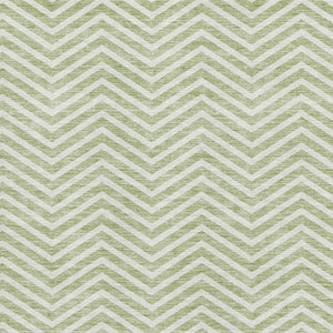 HomeRoots 5' X 8' Artichoke Green Chevron Area Rug - Stylish, Washable, Durable, UV-Protected for Modern Homes 674211
