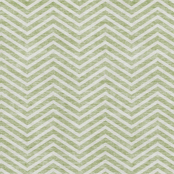 HomeRoots 5' X 8' Artichoke Green Chevron Area Rug - Stylish, Washable, Durable, UV-Protected for Modern Homes 674211