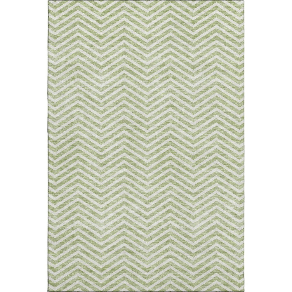 HomeRoots 8' X 10' Artichoke Green Chevron Area Rug - Stylish, Washable, UV Protected for Family Homes & Patios 674213