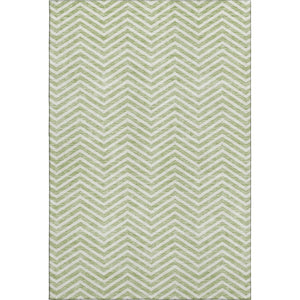 HomeRoots 8' X 10' Artichoke Green Chevron Area Rug - Stylish, Washable, UV Protected for Family Homes & Patios 674213