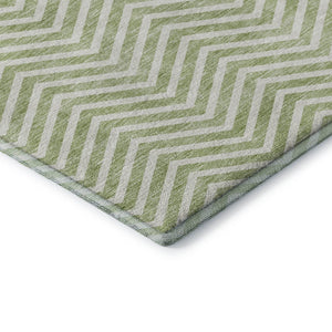 HomeRoots 8' X 10' Artichoke Green Chevron Area Rug - Stylish, Washable, UV Protected for Family Homes & Patios 674213
