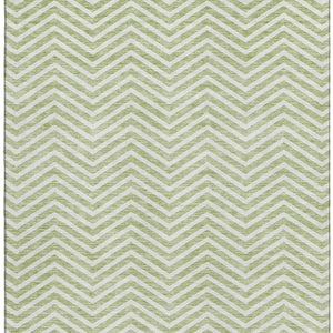 HomeRoots 8' X 10' Artichoke Green Chevron Area Rug - Stylish, Washable, UV Protected for Family Homes & Patios 674213