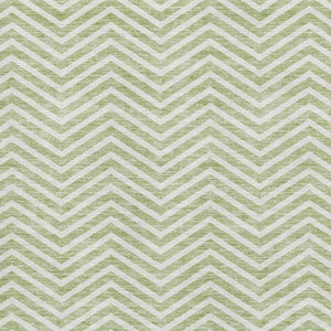 HomeRoots 9' X 12' Artichoke Green Chevron Area Rug – Washable, Stain-Resistant & UV Protected for Easy Care 674214