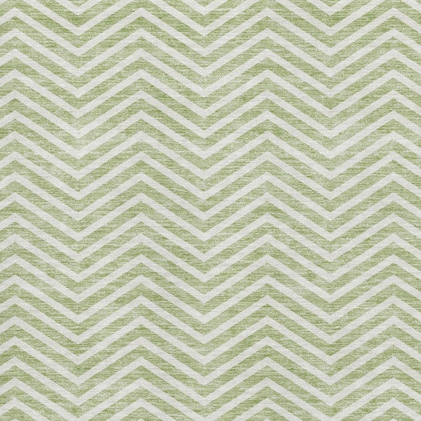 HomeRoots 9' X 12' Artichoke Green Chevron Area Rug – Washable, Stain-Resistant & UV Protected for Easy Care 674214