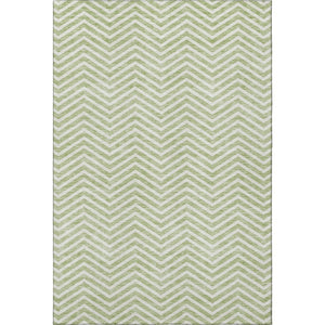 HomeRoots 9' X 12' Artichoke Green Chevron Area Rug – Washable, Stain-Resistant & UV Protected for Easy Care 674214