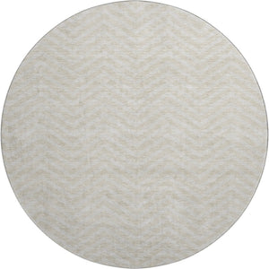 HomeRoots 8' Beige Chevron Round Rug - Stylish, Washable, UV-Protected, Non-Slip Design for Busy Homes 674218