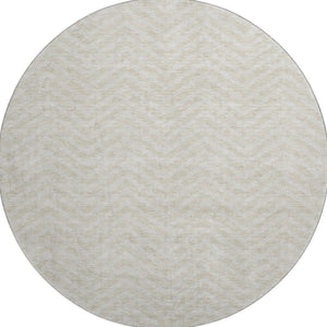 HomeRoots 8' Beige Chevron Round Rug - Stylish, Washable, UV-Protected, Non-Slip Design for Busy Homes 674218