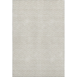 HomeRoots 8' X 10' Beige and Ivory Chevron Area Rug – Durable, Washable, UV-Protected for Family-Friendly Spaces 674219