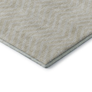 HomeRoots 8' X 10' Beige and Ivory Chevron Area Rug – Durable, Washable, UV-Protected for Family-Friendly Spaces 674219