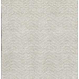 HomeRoots 8' X 10' Beige and Ivory Chevron Area Rug – Durable, Washable, UV-Protected for Family-Friendly Spaces 674219