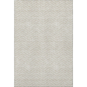 HomeRoots 8' X 10' Beige and Ivory Chevron Area Rug – Durable, Washable, UV-Protected for Family-Friendly Spaces 674219
