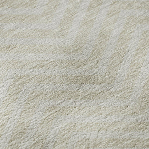 HomeRoots 9' X 12' Beige and Ivory Chevron Area Rug - Modern, Washable, Stain-Resistant with UV Protection! 674220