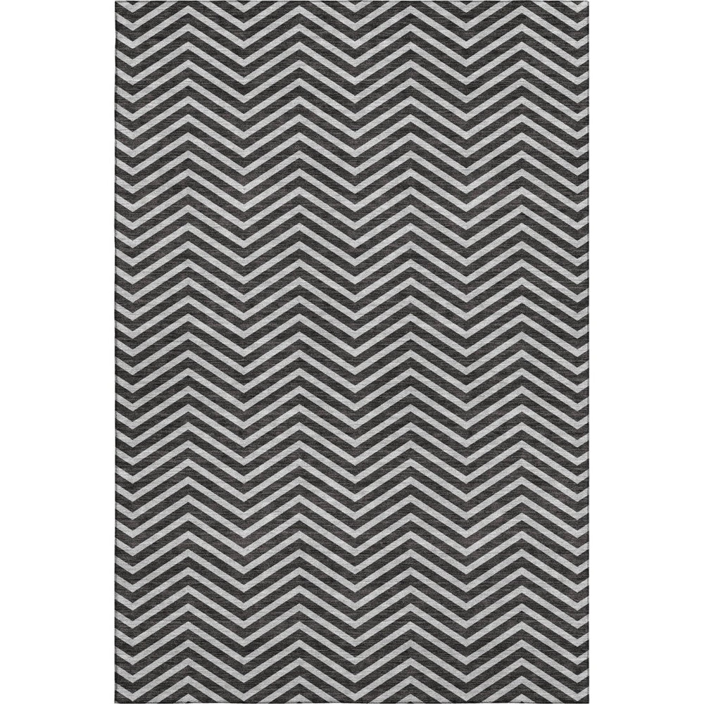 HomeRoots 8' X 10' Black And Ivory Chevron Area Rug - Stylish, Washable, UV-Protected & Perfect for Busy Homes 674225
