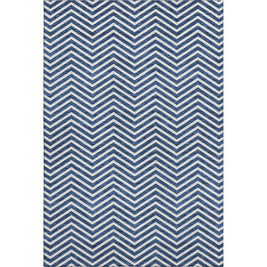 HomeRoots 10' Blue and Ivory Chevron Washable Area Rug - UV Resistant, Stain-Proof, Perfect for High Traffic Spaces 674233