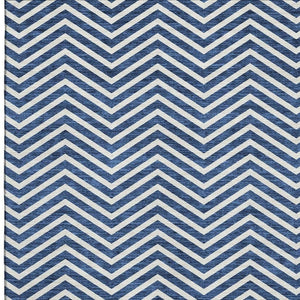 HomeRoots 10' Blue and Ivory Chevron Washable Area Rug - UV Resistant, Stain-Proof, Perfect for High Traffic Spaces 674233