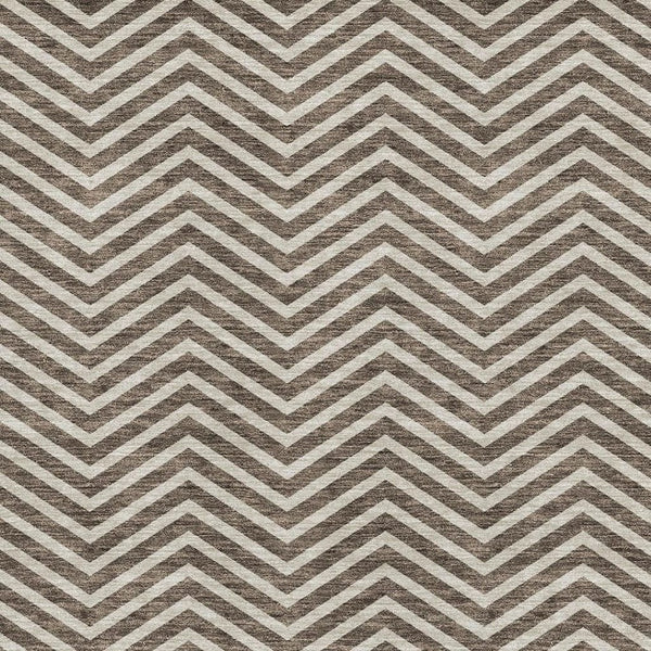 HomeRoots 8' X 10' Chevron Area Rug in Brown and Beige - Washable, UV-Protected, Perfect for Family Spaces! 674237
