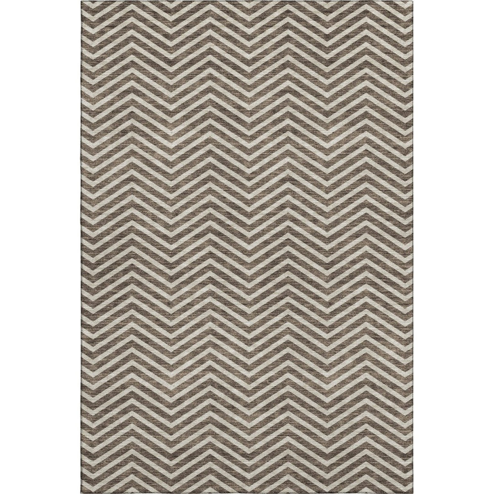 HomeRoots 9' X 12' Chevron Area Rug - Stylish Brown & Beige, Washable, UV Protected, Perfect for Kids & Pets! 674238