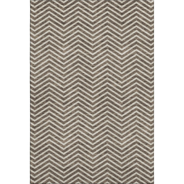 HomeRoots 9' X 12' Chevron Area Rug - Stylish Brown & Beige, Washable, UV Protected, Perfect for Kids & Pets! 674238