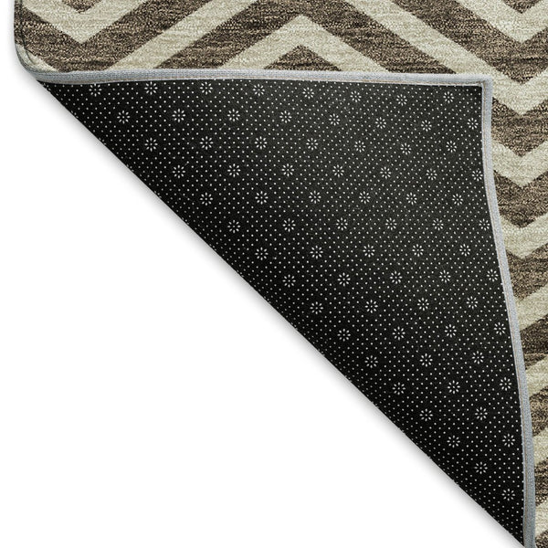 HomeRoots 9' X 12' Chevron Area Rug - Stylish Brown & Beige, Washable, UV Protected, Perfect for Kids & Pets! 674238