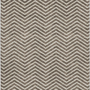 HomeRoots 9' X 12' Chevron Area Rug - Stylish Brown & Beige, Washable, UV Protected, Perfect for Kids & Pets! 674238