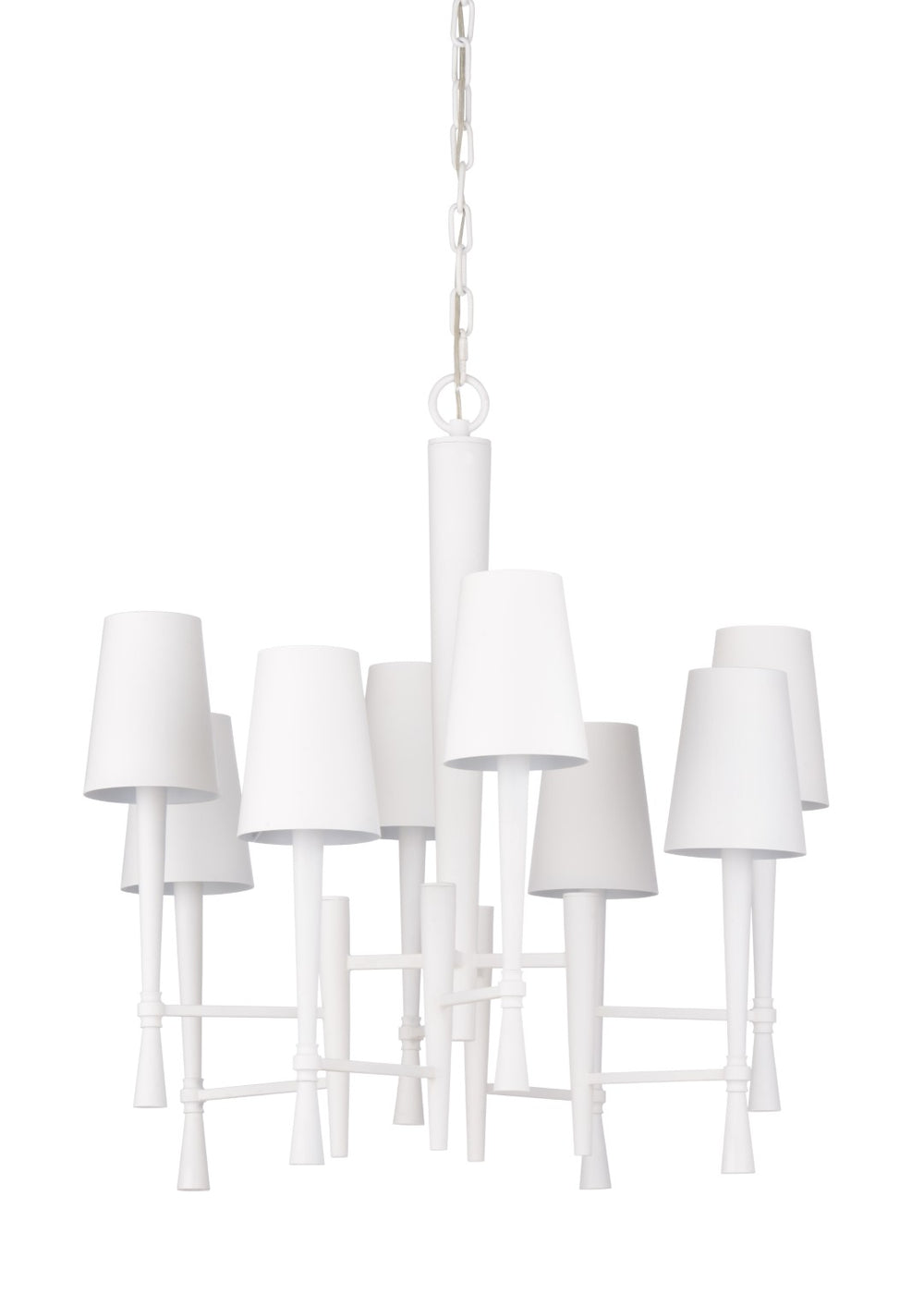 Wildwood White Ferrier Chandelier — Matte White Plaster-Effect 8-Light Steel Fixture For Elegant Entryways 67424