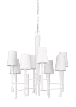 Wildwood White Ferrier Chandelier — Matte White Plaster-Effect 8-Light Steel Fixture For Elegant Entryways 67424