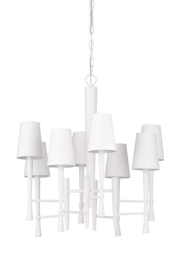 Wildwood White Ferrier Chandelier — Matte White Plaster-Effect 8-Light Steel Fixture For Elegant Entryways 67424