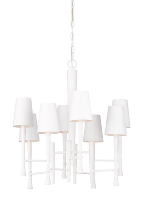 Wildwood White Ferrier Chandelier — Matte White Plaster-Effect 8-Light Steel Fixture For Elegant Entryways 67424