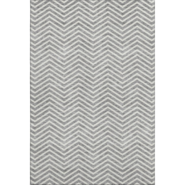 HomeRoots 5' X 8' Gray Chevron Area Rug – Washable, UV-Protected, Stain-Resistant for High-Traffic Homes 674241
