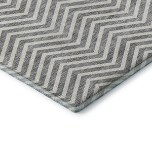 HomeRoots 5' X 8' Gray Chevron Area Rug – Washable, UV-Protected, Stain-Resistant for High-Traffic Homes 674241
