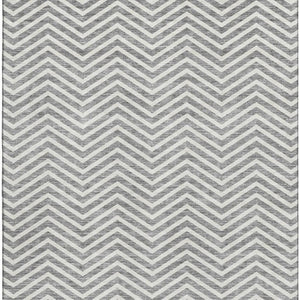 HomeRoots 5' X 8' Gray Chevron Area Rug – Washable, UV-Protected, Stain-Resistant for High-Traffic Homes 674241