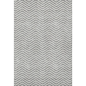 HomeRoots 8' X 10' Gray and Ivory Chevron Area Rug - Durable, Washable, UV-Protected, Perfect for Families! 674243