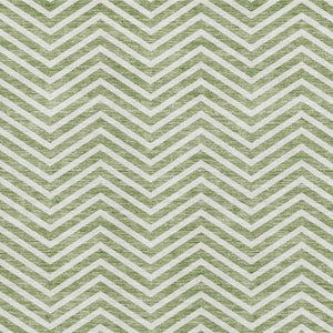 HomeRoots 5' X 8' Green And Ivory Chevron Area Rug - Stylish, Washable, UV-Protected for Modern Living Spaces! 674247