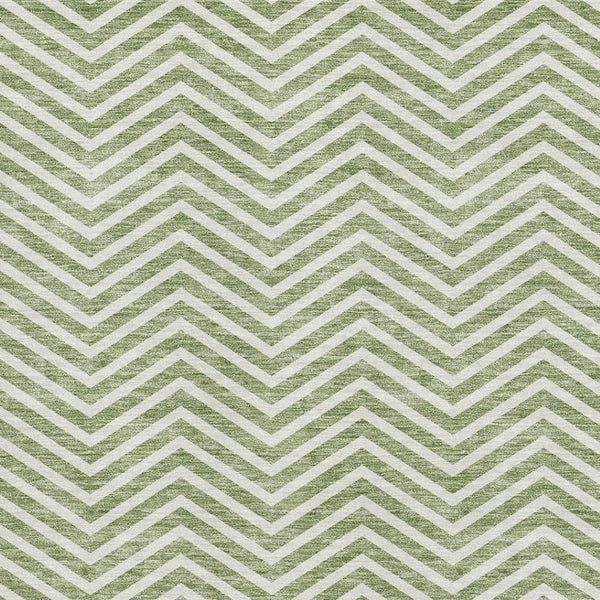 HomeRoots 5' X 8' Green And Ivory Chevron Area Rug - Stylish, Washable, UV-Protected for Modern Living Spaces! 674247