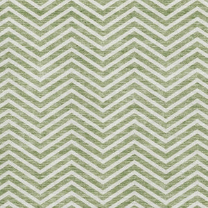 HomeRoots 8' X 10' Green & Ivory Chevron Area Rug – Durable, Washable, UV-Protected for High-Traffic Homes 674249