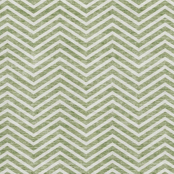 HomeRoots 8' X 10' Green & Ivory Chevron Area Rug – Durable, Washable, UV-Protected for High-Traffic Homes 674249