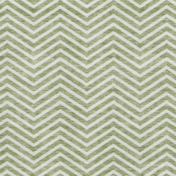 HomeRoots 9' X 12' Green and Ivory Chevron Area Rug - Washable, UV Protected, Durable for Homes with Kids & Pets 674250
