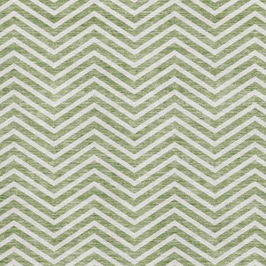 HomeRoots 10' Green and Ivory Chevron Area Rug - Washable, UV-Protected, Durable for High Traffic Homes! 674251
